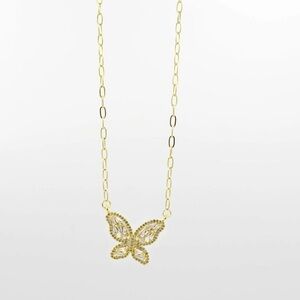 Treasure Jewels Crystal Butterfly Necklace in Gold Brand New